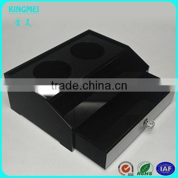 Hotel supplies new fashion design elegant black plexiglass mini acrylic square favor box with drawers