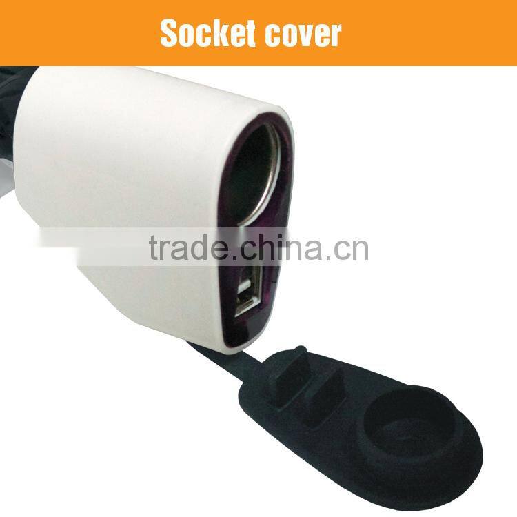 multi-function car cigarette lighter 2 port usb with 1 socket Adjustable angle car usb charger
