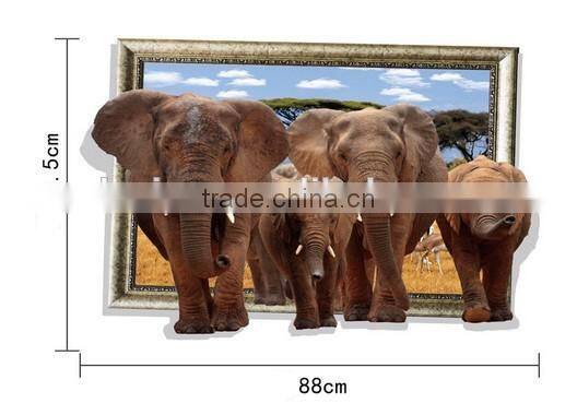 Interesting 3D Elephant Wall Sticker for kids , Removable Real Elephant Wall Sticker