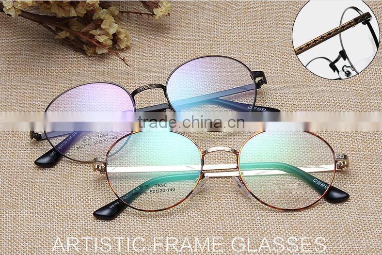 New 2016 vintage metal frame flat lens Korean glass frame for men and women can match myopia