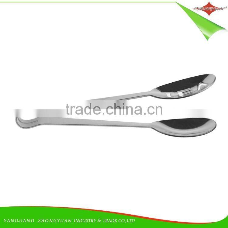 ZY-H1029 Kitchen and Barbecue Grill Tongs Silicone BBQ Cooking Stainless Steel Food Tongs Bread Clamp