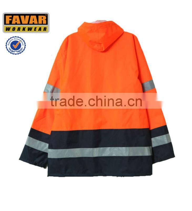 men's waterproof refective tapes high visibilit hoody raincoat