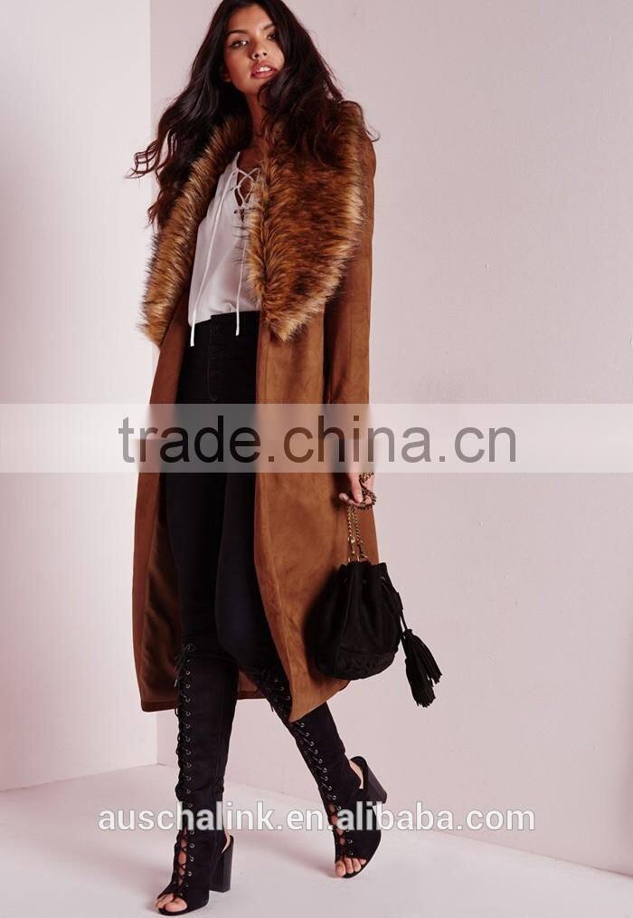 best selling high quality lady faux suede oversized winter coat 2016