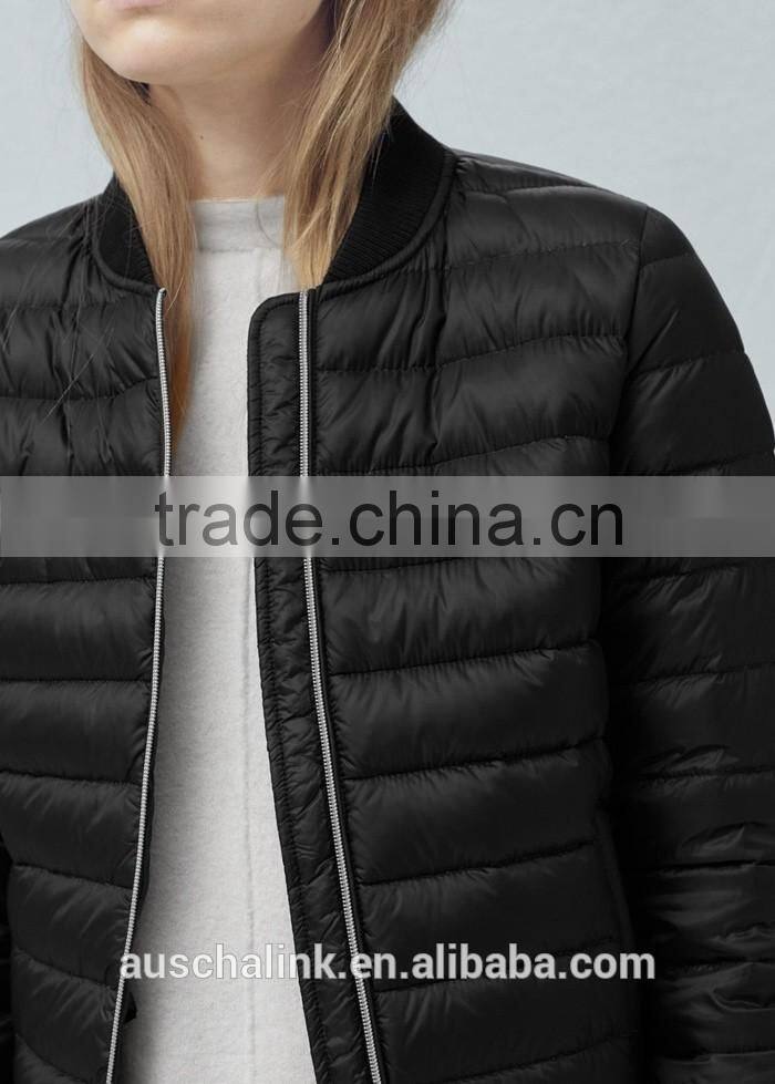outdoor keep warm women black quited feather down winter coat