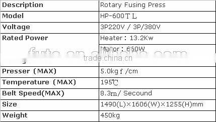 HASHIMA STRAIGHT LINEAR TOP FUSING PRESS HP-600TL
