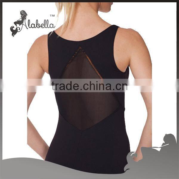Black sexy mesh tops with front key hole for women