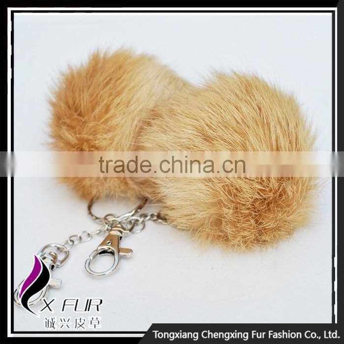 CX-R-36 Cute High Quality Genuine Rabbit Fur Ball Key Chain Keychain
