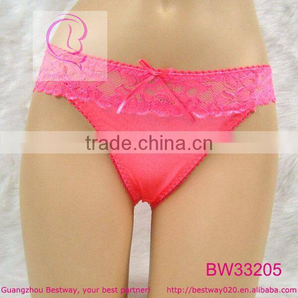 Sexy satin panties for women with front top and back part lace decorated satin bikini panties for your girls women ladies cheap