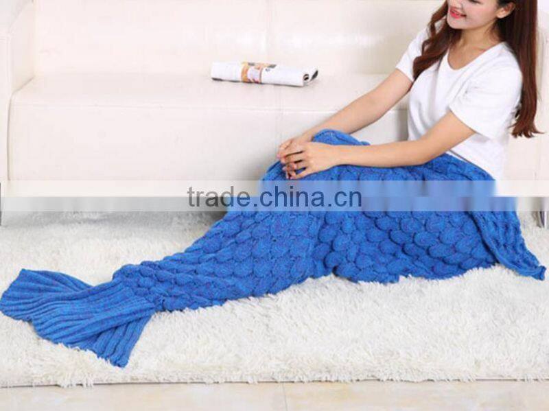 adutls ladies kids fish scale oyster seamaid mermaid knitted blanket