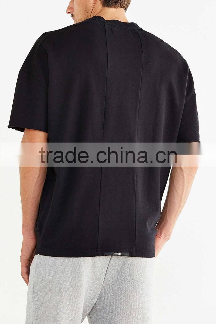 Sports short sleeve black blank sweatshirt for men