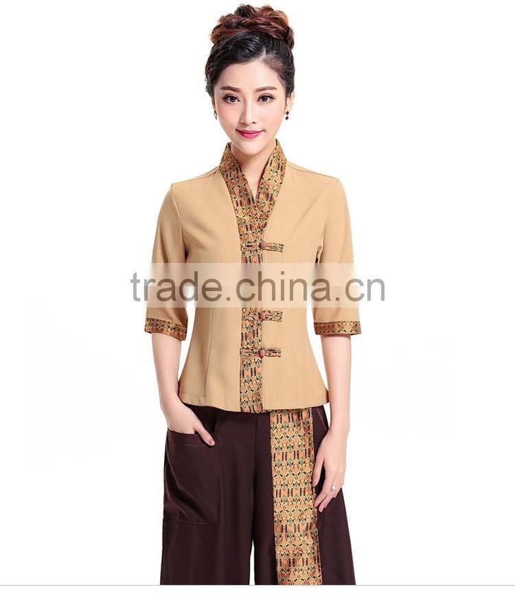 Fashion uniform design working uniform wholesale custom thai spa uniform