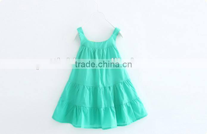 Spring Summer Dress Child Girl Beach Sling Frock Princess Mint Knee Length Frocks