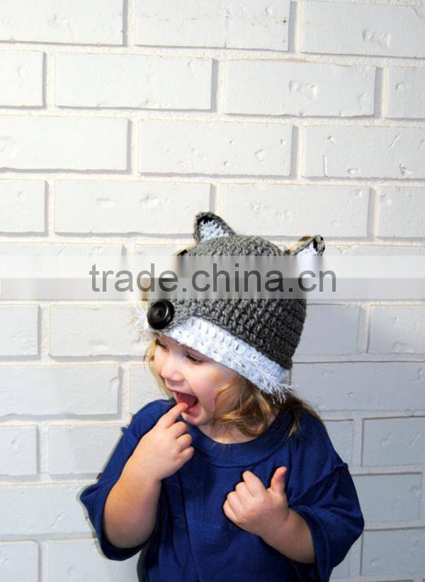 Crochet knitting winter animal fox ears hat