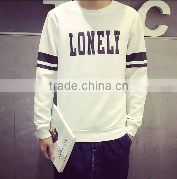 Cheap printed round neck long sleeve oversized cool men's plain printed pullover sweater hoodie
