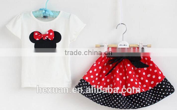 S80002T, baby Clothing sets , Summer New Children Girl's 2PC Sets Skirt Suit dots skirt dots pants girls cartoon clothes