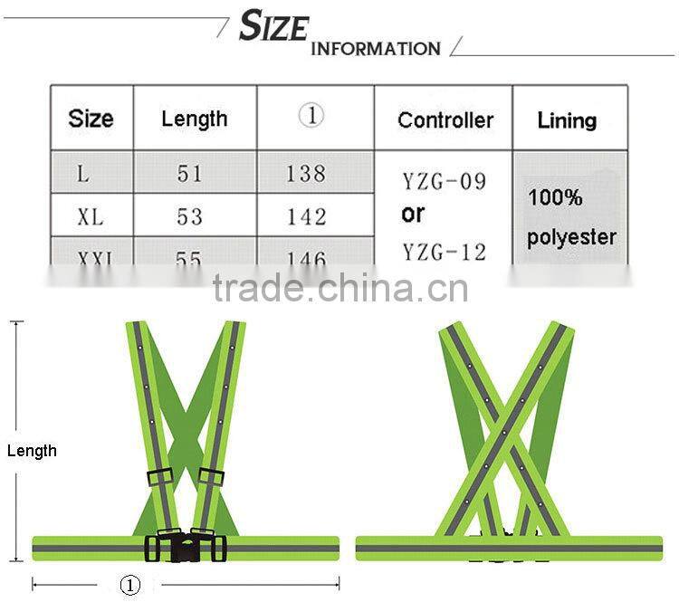 Blue LED light reflective hi visibility safety jacket for construction