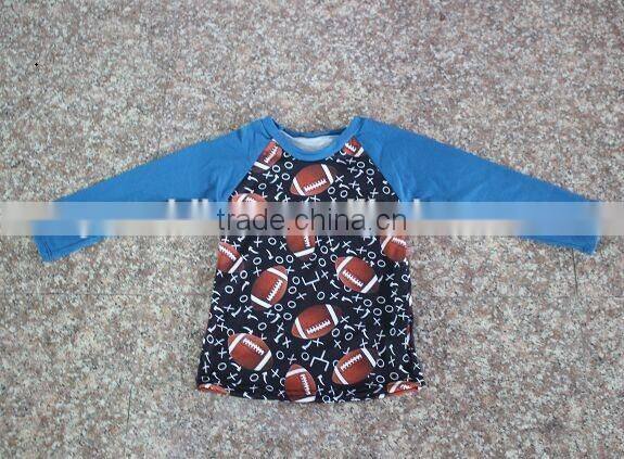 hot sale raglan baby girl sports shirt Fall icing sleeve game shirt boutique children girl football shirt