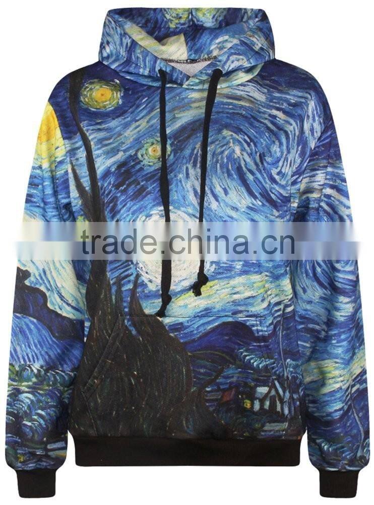 Mens fashion design full digital printing large size hoodies