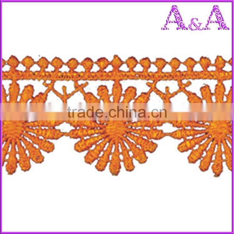High Elastic Orange Chemical Lace Designs Customize For Cotton Sarees