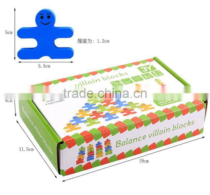 Wooden creative cartoon balance villain blocks toy eductional building block toys for kids