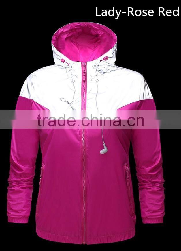 2016 Lightweight Reflective Pink Windbreaker Jacket Custom for men
