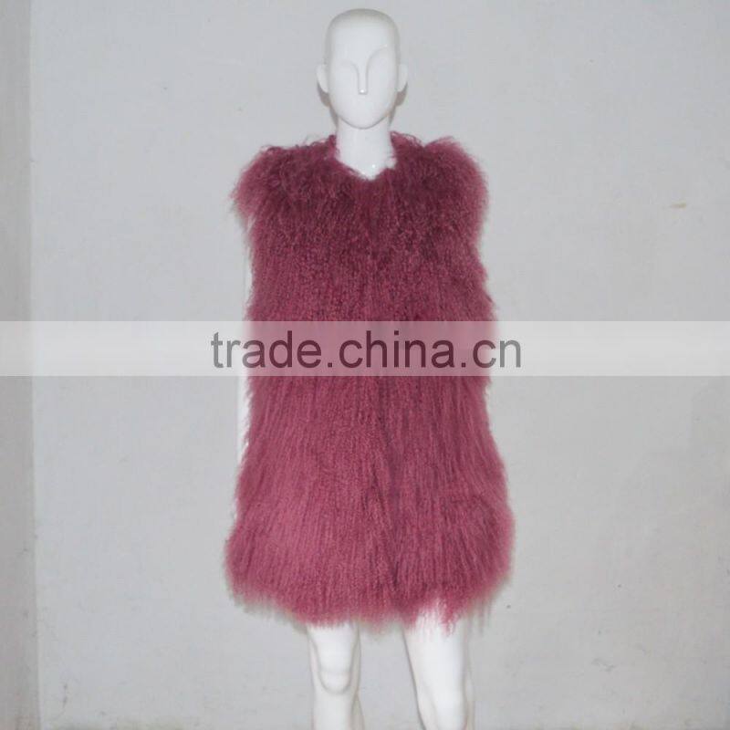 SJ036-02 2017 new fashion long Real fur vest for girl or women