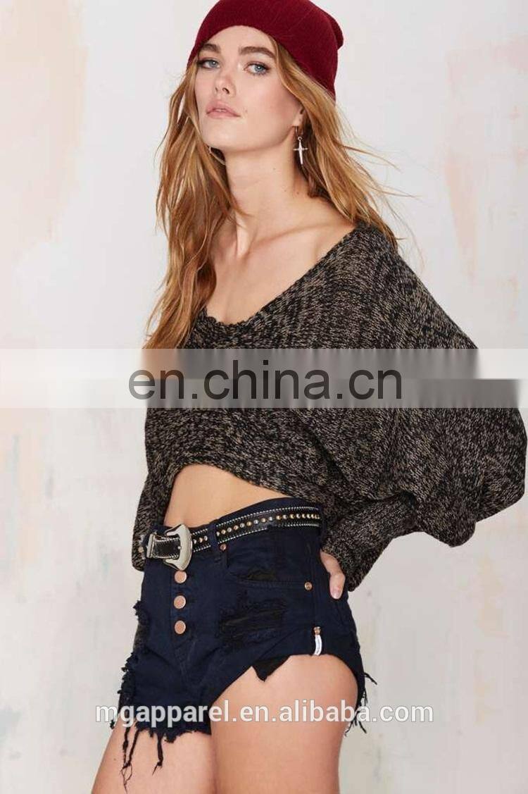 2015 New stylish cropped slouchy dolman sleeves asymmetric sweater woman cardigan