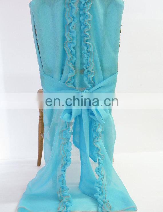 Newest Design Fancy Shiny Purple Wedding Tiffany Ruffle Chair Sash