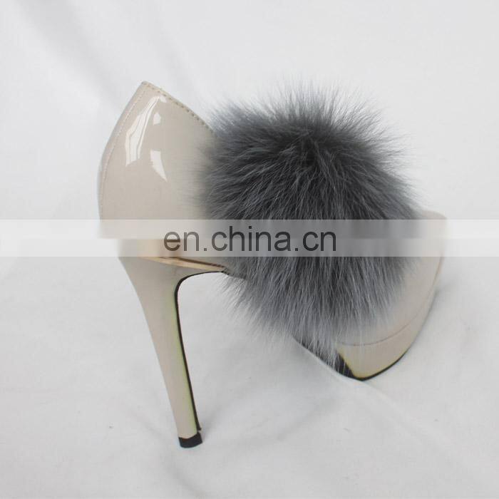 Fashion Accessory Fox Fur Pom Poms for High-heeled Shoes
