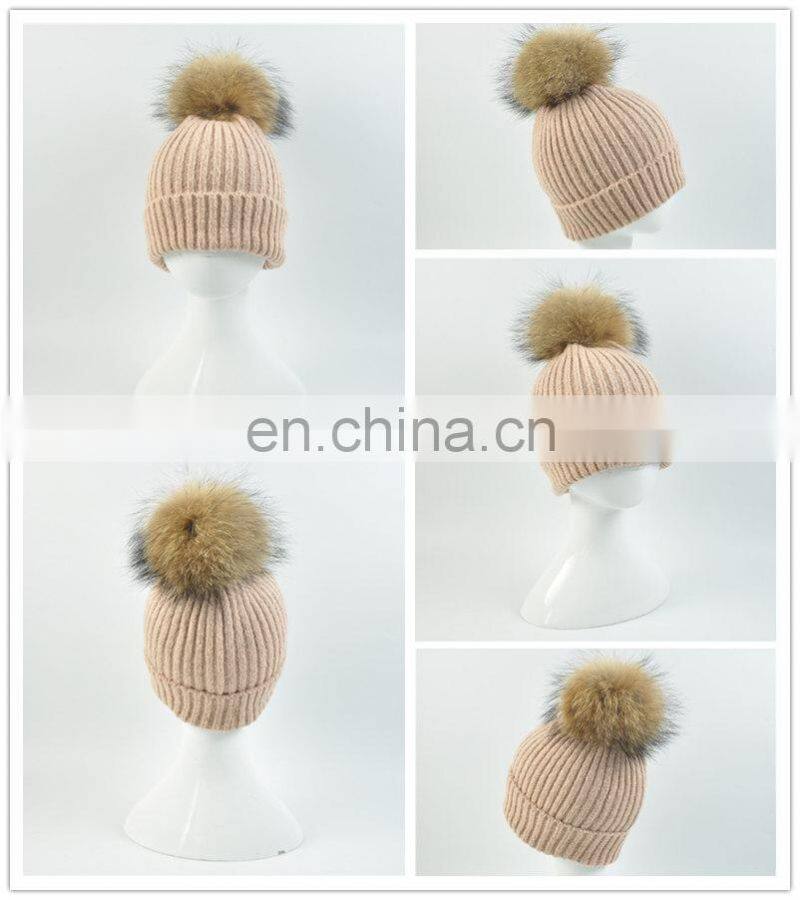Headband Warm Fur Pom Pom Hat Wholesale Baby Knitting Crochet Hat