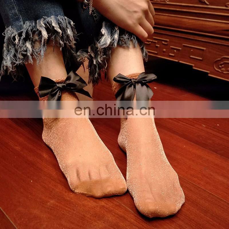 Summer women short breathable bow sock yiwu factory
