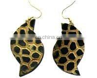 Beautiful Blue Bone and Brass Fashion Earring