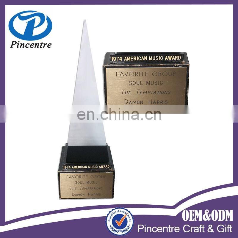 wholesale crystal replica America music award trophy with wood base