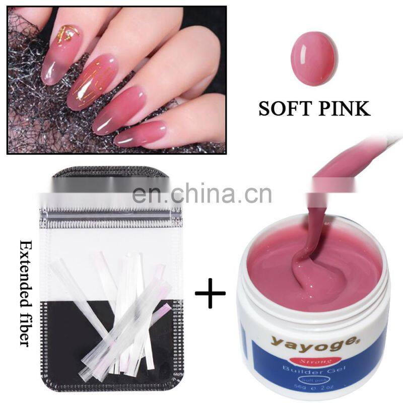 Fiberglass Extension nail gel kit with builder gel set fiber glass uv gel with base coat and top coat in stock