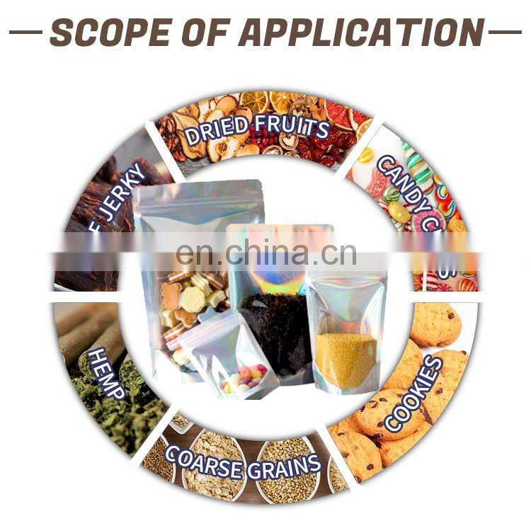 Low moq ready to ship mylar zipper transparent holographic glitter bags for makeup beauty sponge holographic packaging