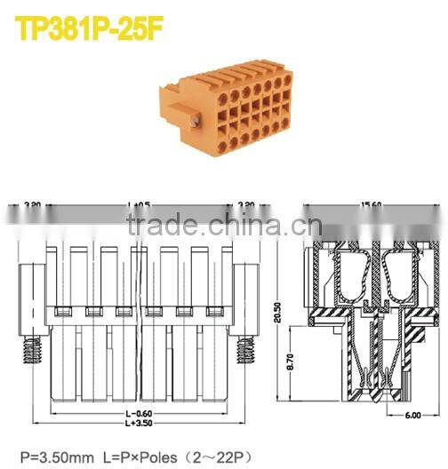 termin Block Female Sockets 3.50mm Screwless Plug In Terminal Block 2*2P-22*2P For Electric Lighting