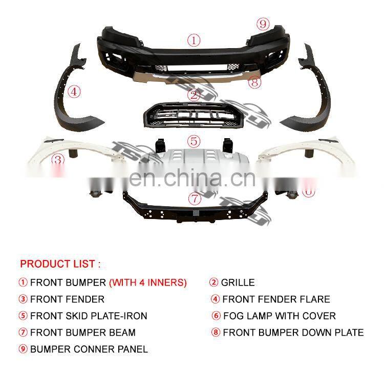 Factory Hot Selling Body Kit Good Quality New Upgrade Body Kit For Ranger T7 T8 Upgrade to Raptor 2018-on