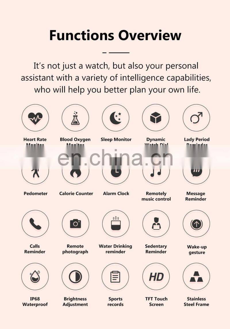 KW10 PRO Lady Women Full Touch Screen IP68 Waterproof Heart Rate Monitor Fitness Stainless Steel Strap Reloj Smart Watch