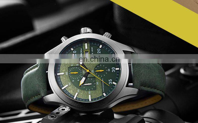 SINOBI Boys Watches Digital S9826G Small Three Dial Chronograph Watches Hand Clock Boys Date Window Business Handwatch