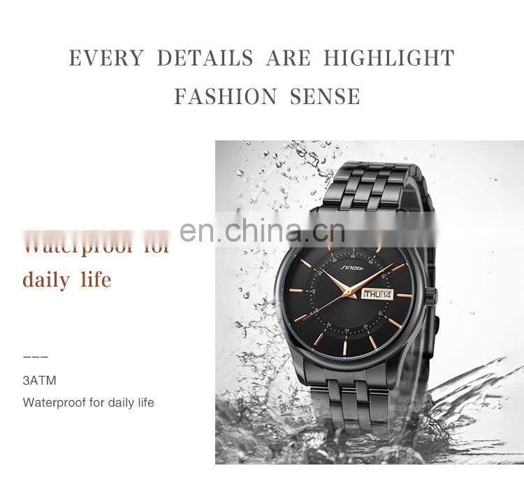 Sinobi Charming S9832G/L Trendy Unique With Full Stainless Steel Band Couple Watch Quartz Waterproof Watches