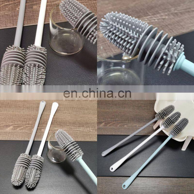 Silicone Cup Brush Cup Scrubber Glass Cleaner Kitchen Cleaning Tool Long Handle Drink Wineglass Bottle Glass Cup Cleaning Brush