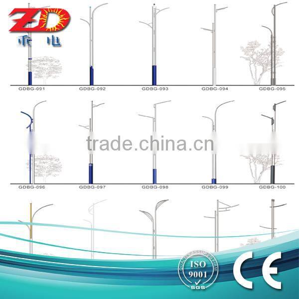 Q235 Steel galvanized street lighting pole with spray coated