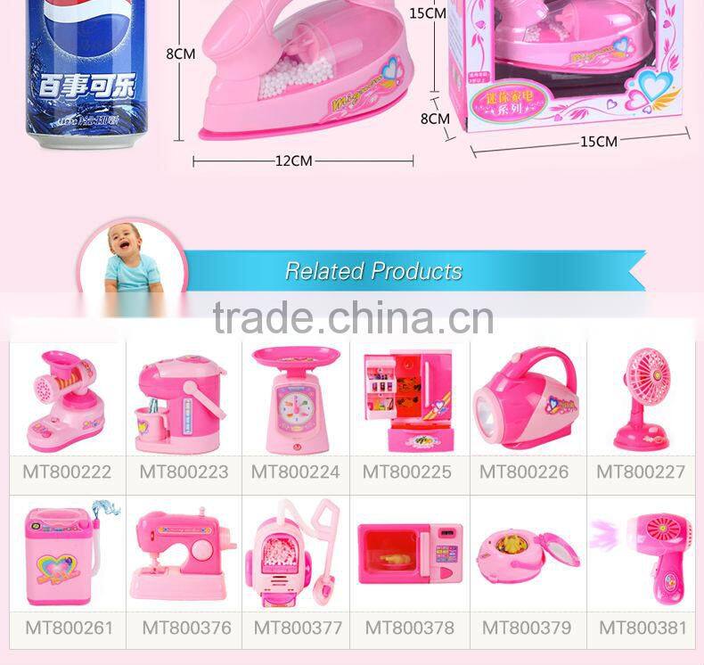 Hot selling mini kids home appliances Furniture toy playing house toy mini appliances toys electric iron with light