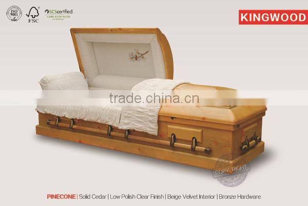PINECONE solid wood casket casket prices for funeral lowering device