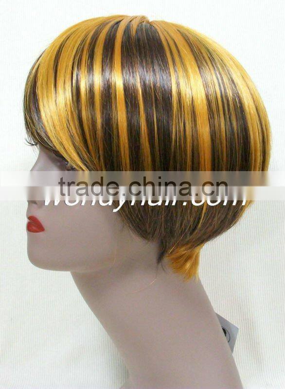 Synthetic wigs with bangs for small head