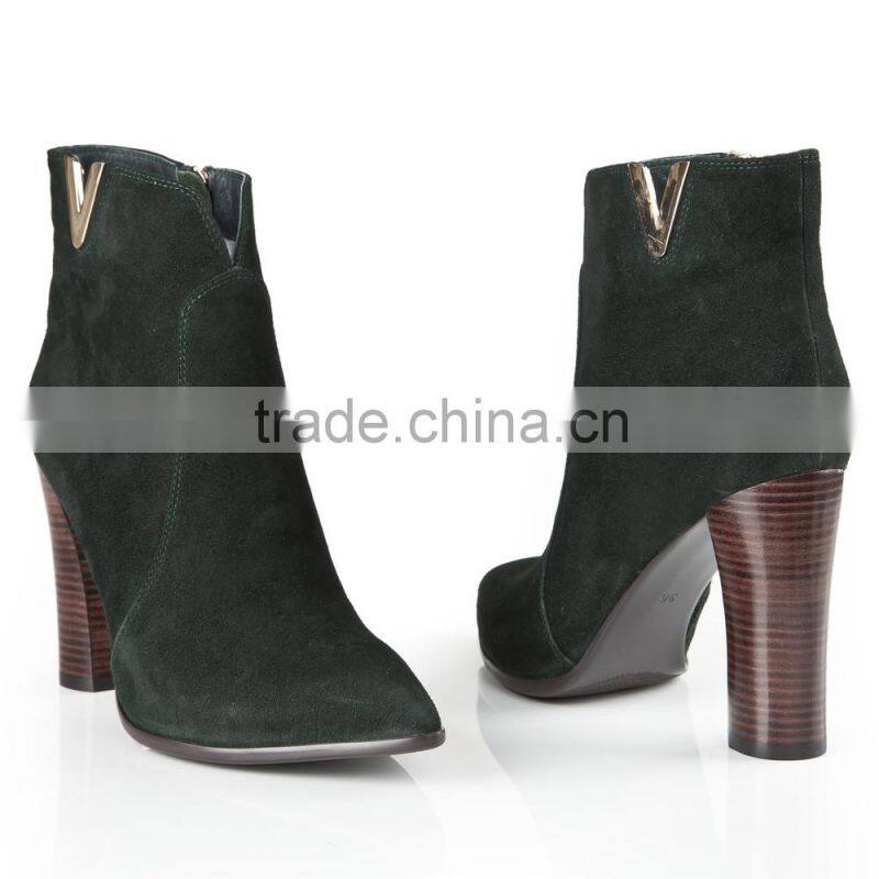 Fashionable American Women Wooden Heel Stiletto Boots Ladies