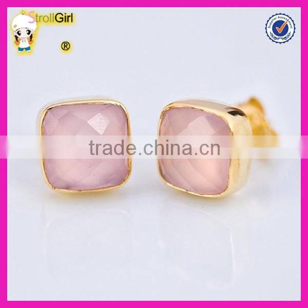 Beautiful natural moonstone and green onyx gold fish hook gemstone pendant earring for women