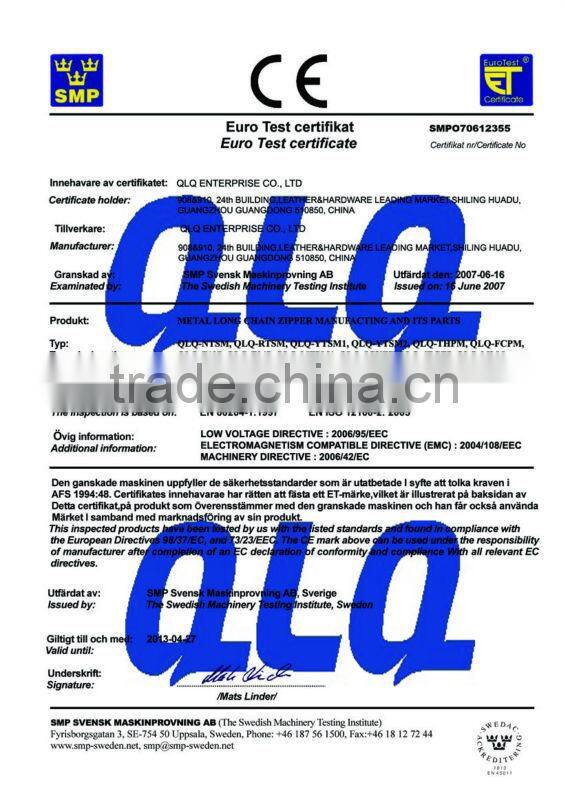 Highly polished metal zipper