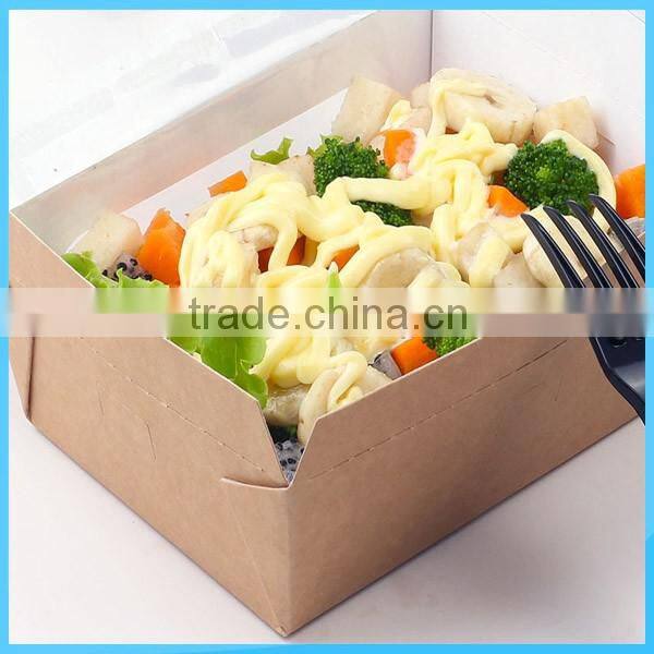 High quality PE craft paper salad box ,paper box with window,paper salad box printed