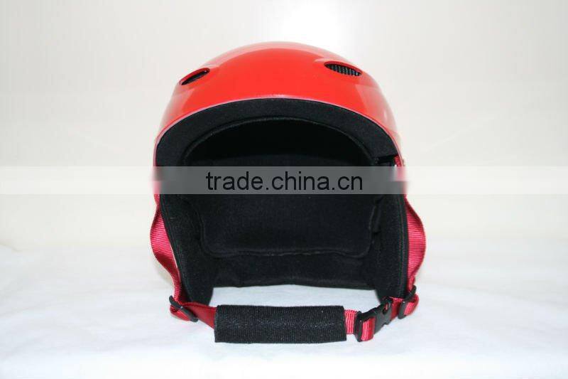 skiing helmet with nylon strap and removable ear protectors